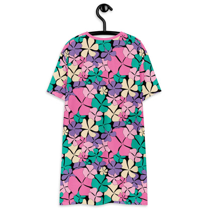T-shirt dress - ADELIE pink mint - Wild floral print