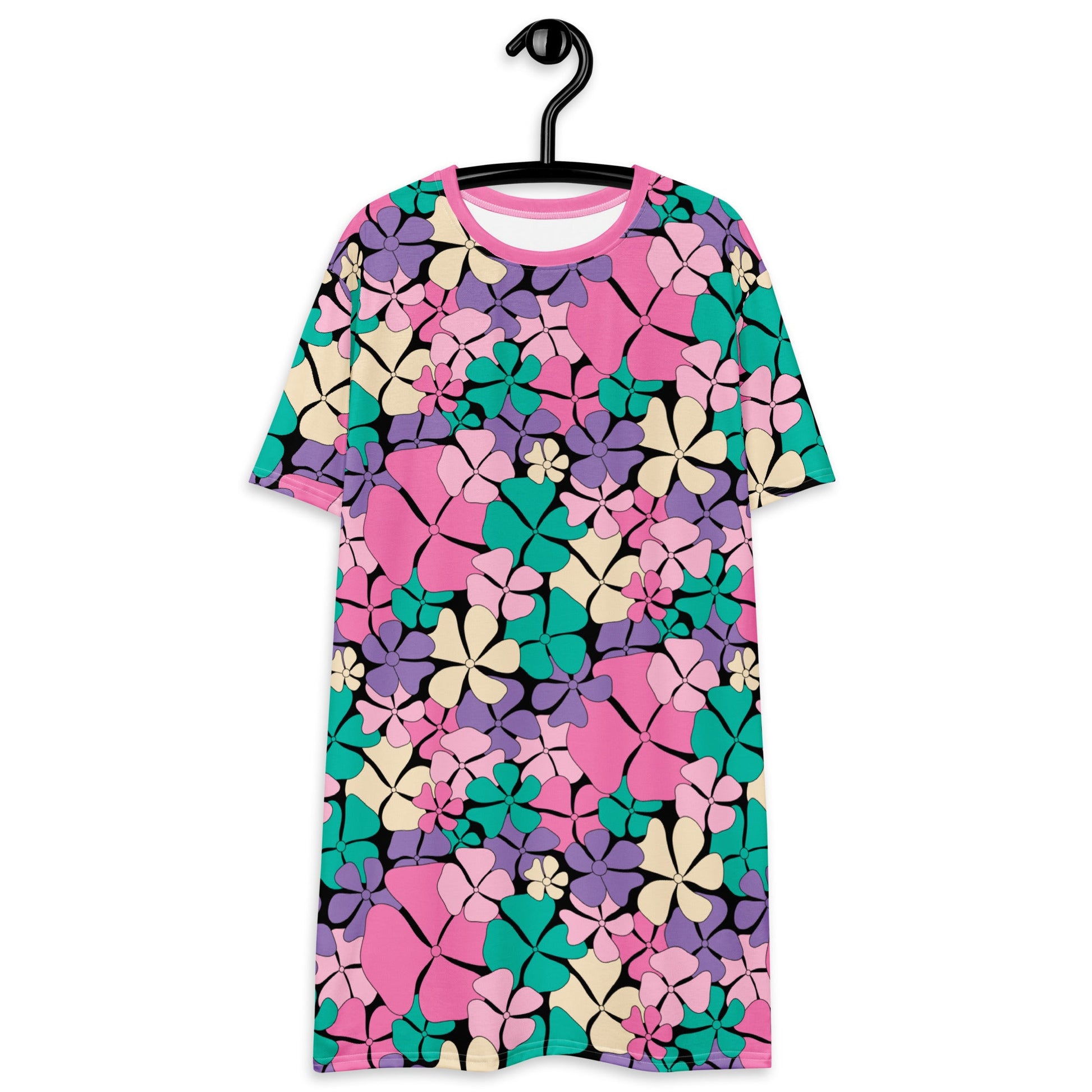 T-shirt dress - ADELIE pink mint - Wild floral print 6XL