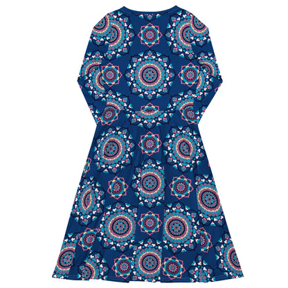 Midi dress - FOREVERMORE summer blue - Romantic flower and heart print