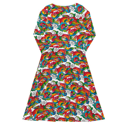 Midi dress - RAINBOW-NEL - Joyful rainbow print