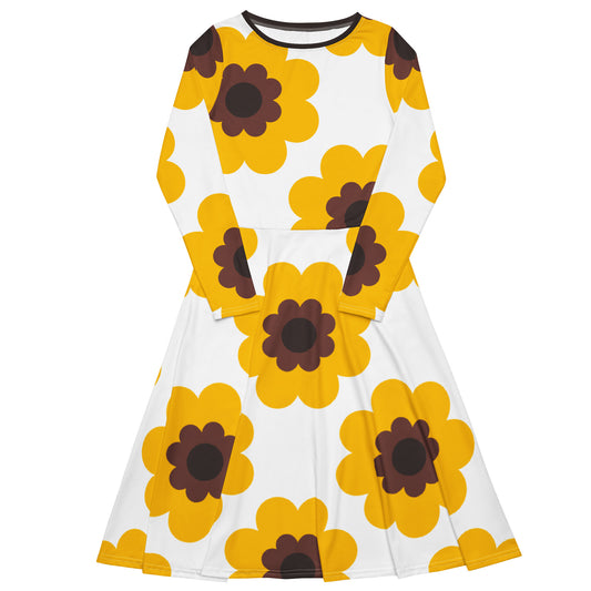 FANCY BLOOM yellow - Midi Dress With Pockets