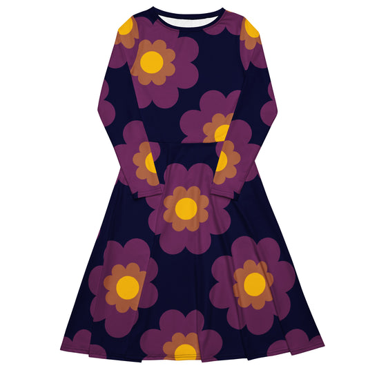 FANCY BLOOM plum - Midi Dress With Pockets