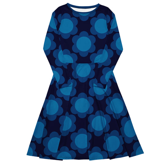 Midi dress - ELLIE dark blue - Classic floral print 6XL