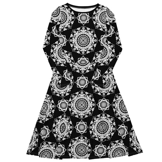 Midi dress - FOREVERMORE white black - Romantic flower and heart print 6XL