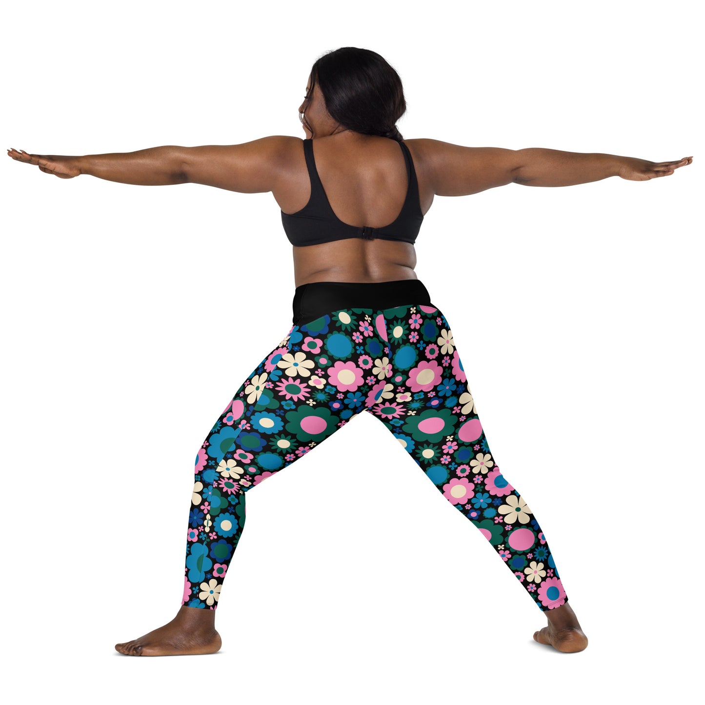 BLOOMPOP blue pink - Leggings With Pockets