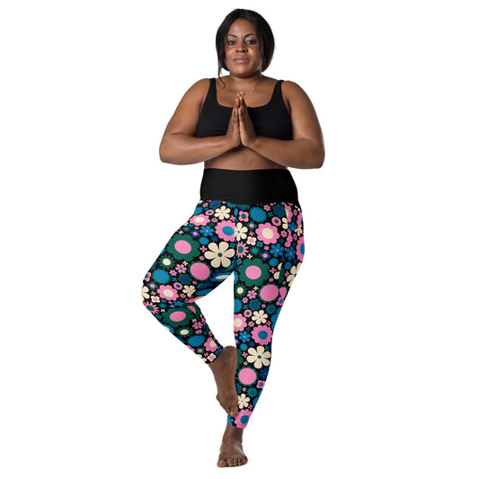 BLOOMPOP blue pink - Leggings With Pockets