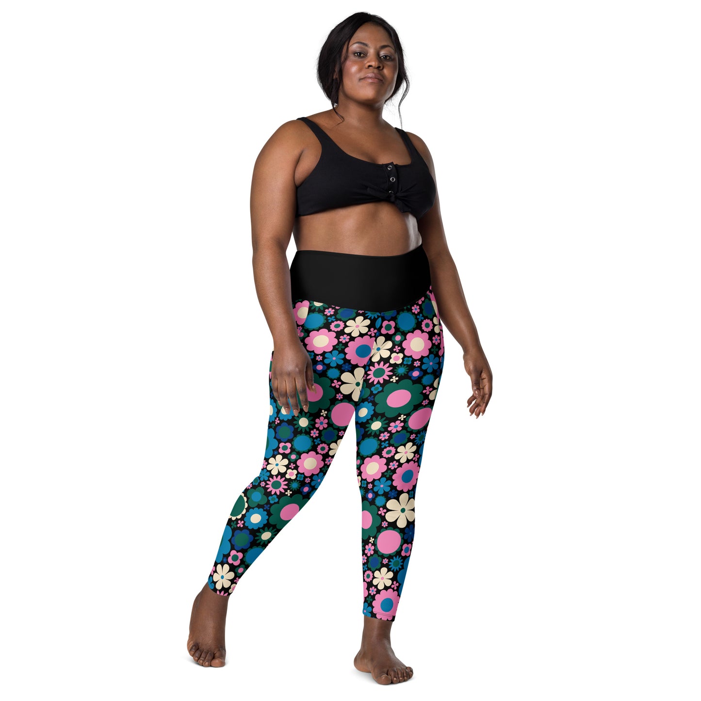 BLOOMPOP blue pink - Leggings With Pockets