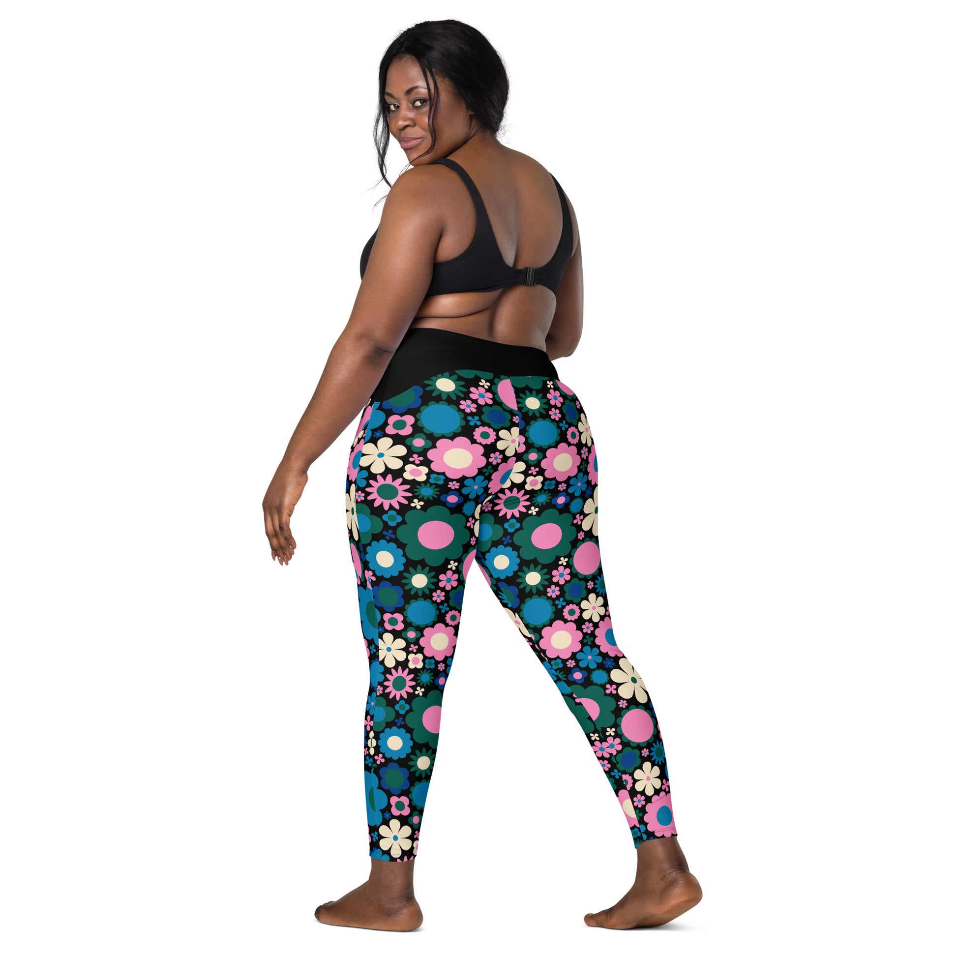 BLOOMPOP blue pink - Leggings With Pockets