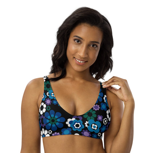 Bikini top - FLOW-POW blue - Funky flower power print