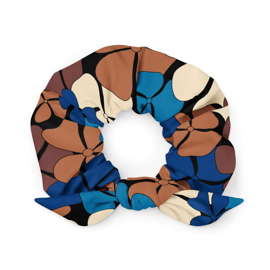 Scrunchie - ADELIE blue brown - Wild floral print Default Title