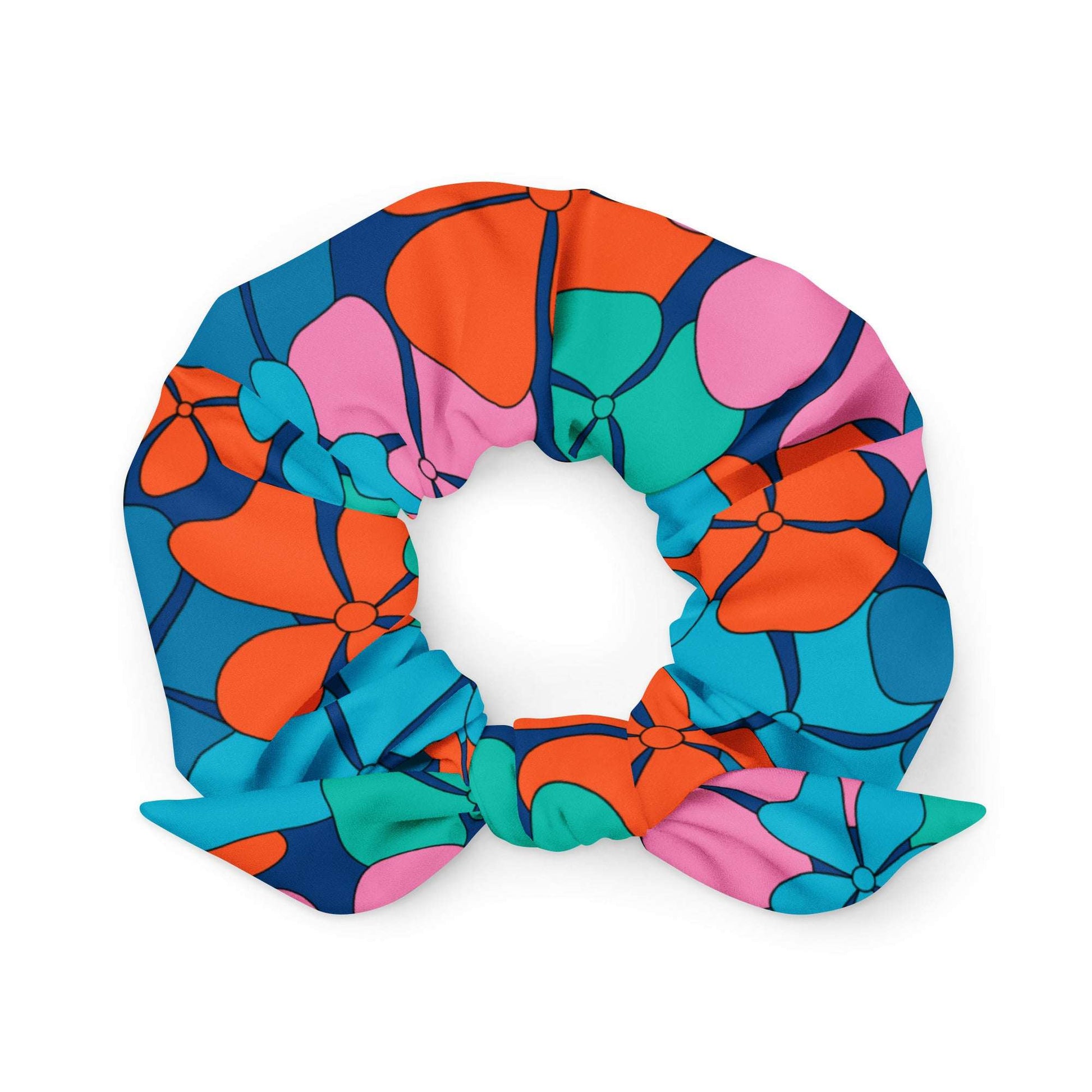 Scrunchie - ADELIE orange blue - Wild floral print Default Title