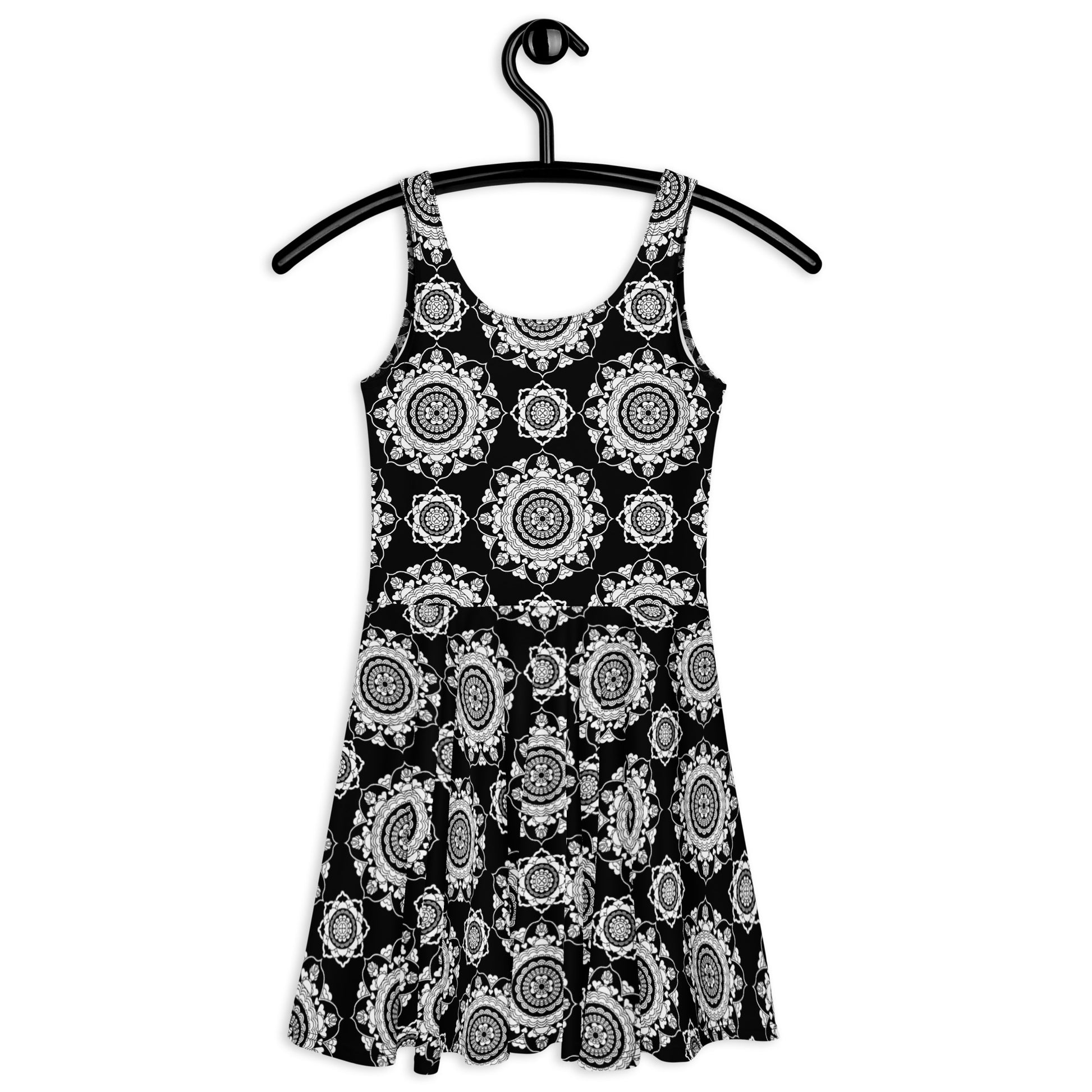 Skater dress - FOREVERMORE white black - Romantic flower and heart print