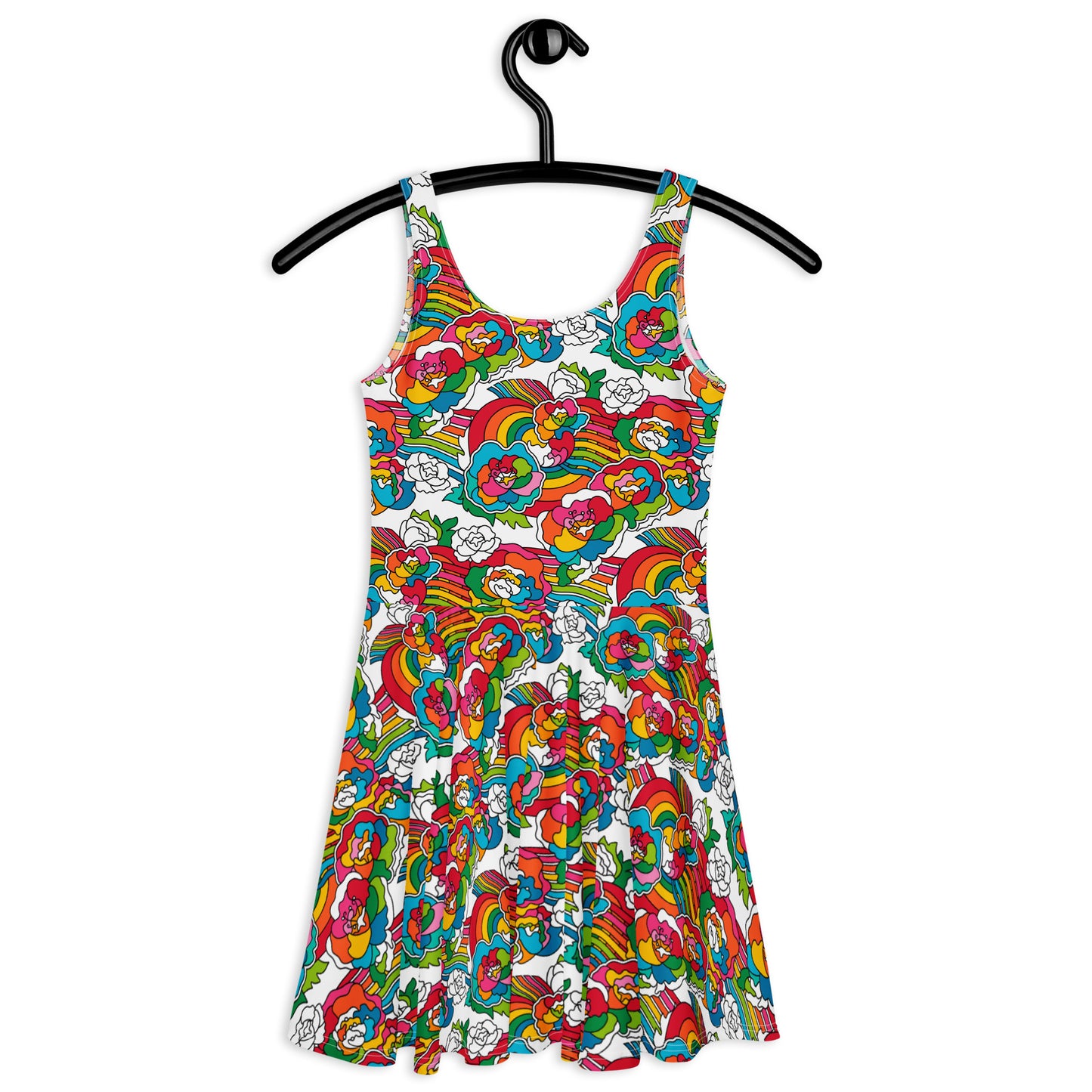 Skater dress - RAINBOW-NEL - Joyful rainbow print