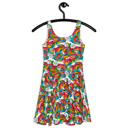 Skater dress - RAINBOW-NEL - Joyful rainbow print