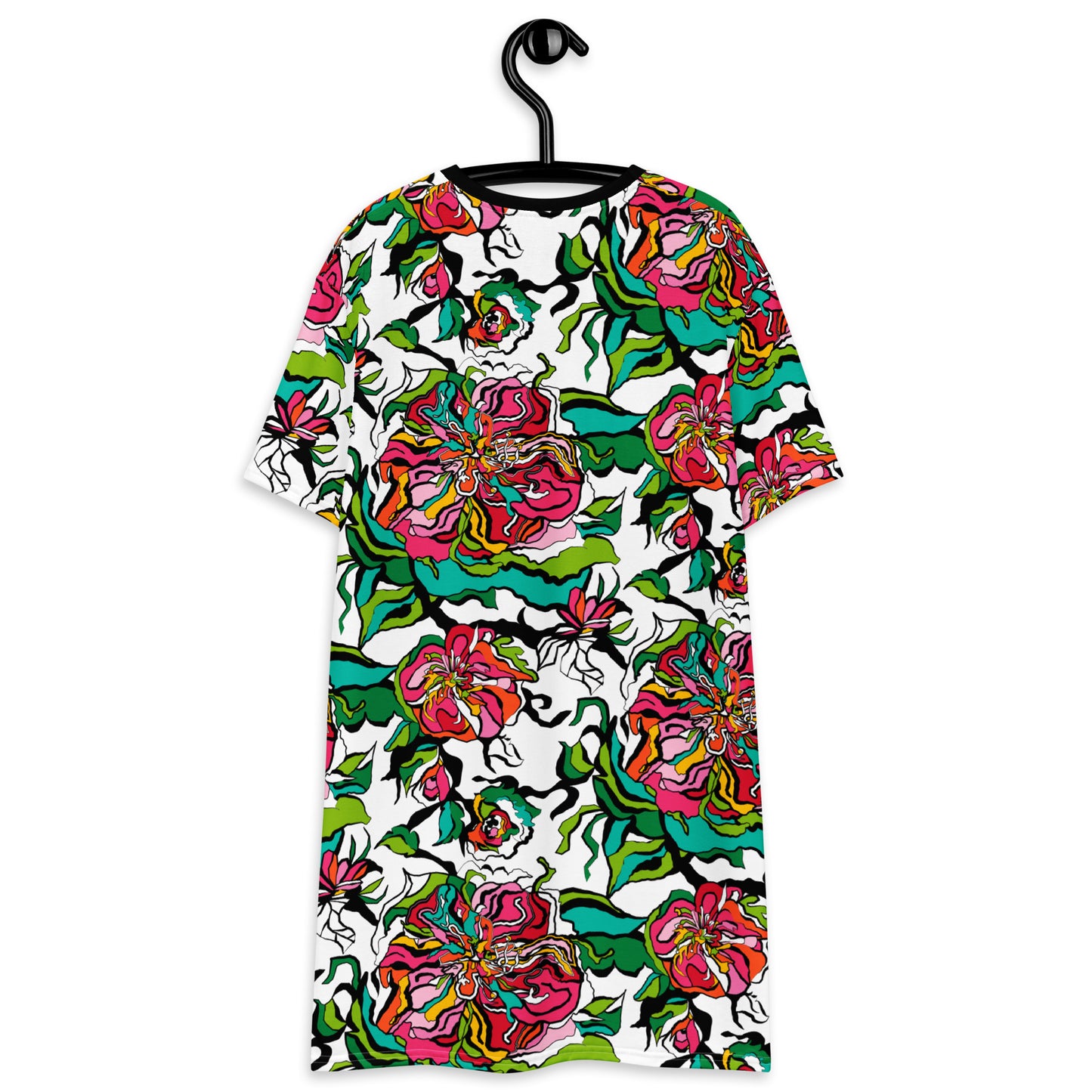 T-shirt dress - BLOOM RIOT white - Edgy floral print