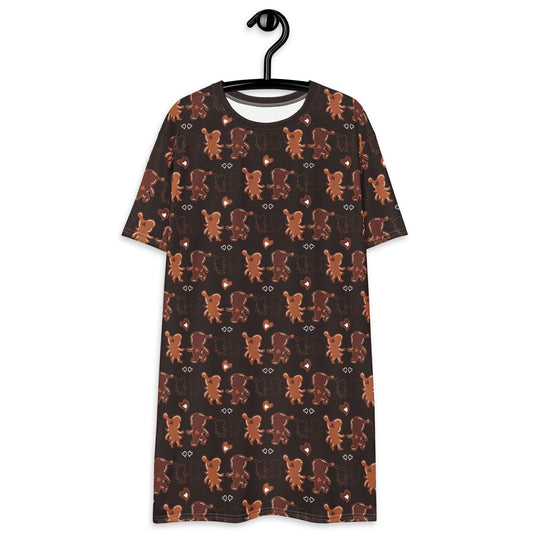 GINGERELVES - T-Shirt Dress With Gingerbread Elves