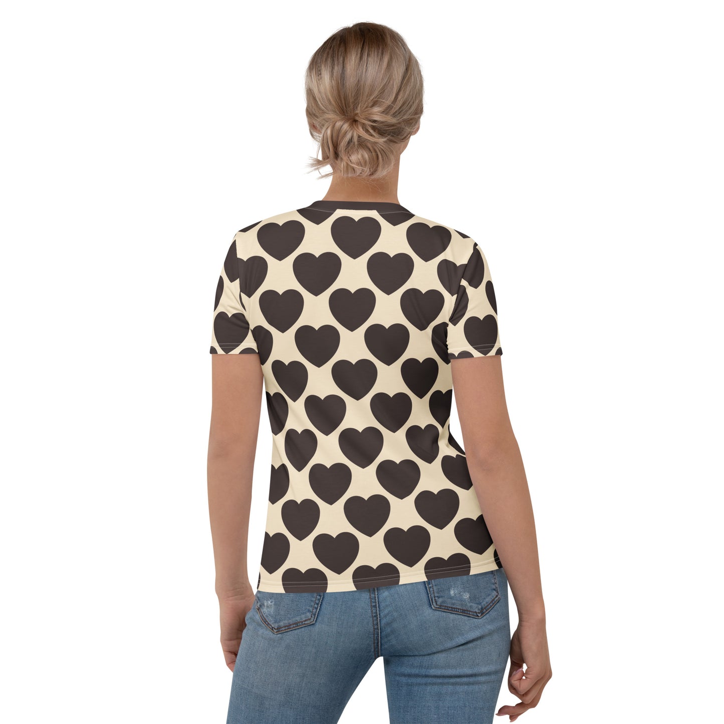 Woman's t-shirt - ELLIE LOVE brown - Bold heart print