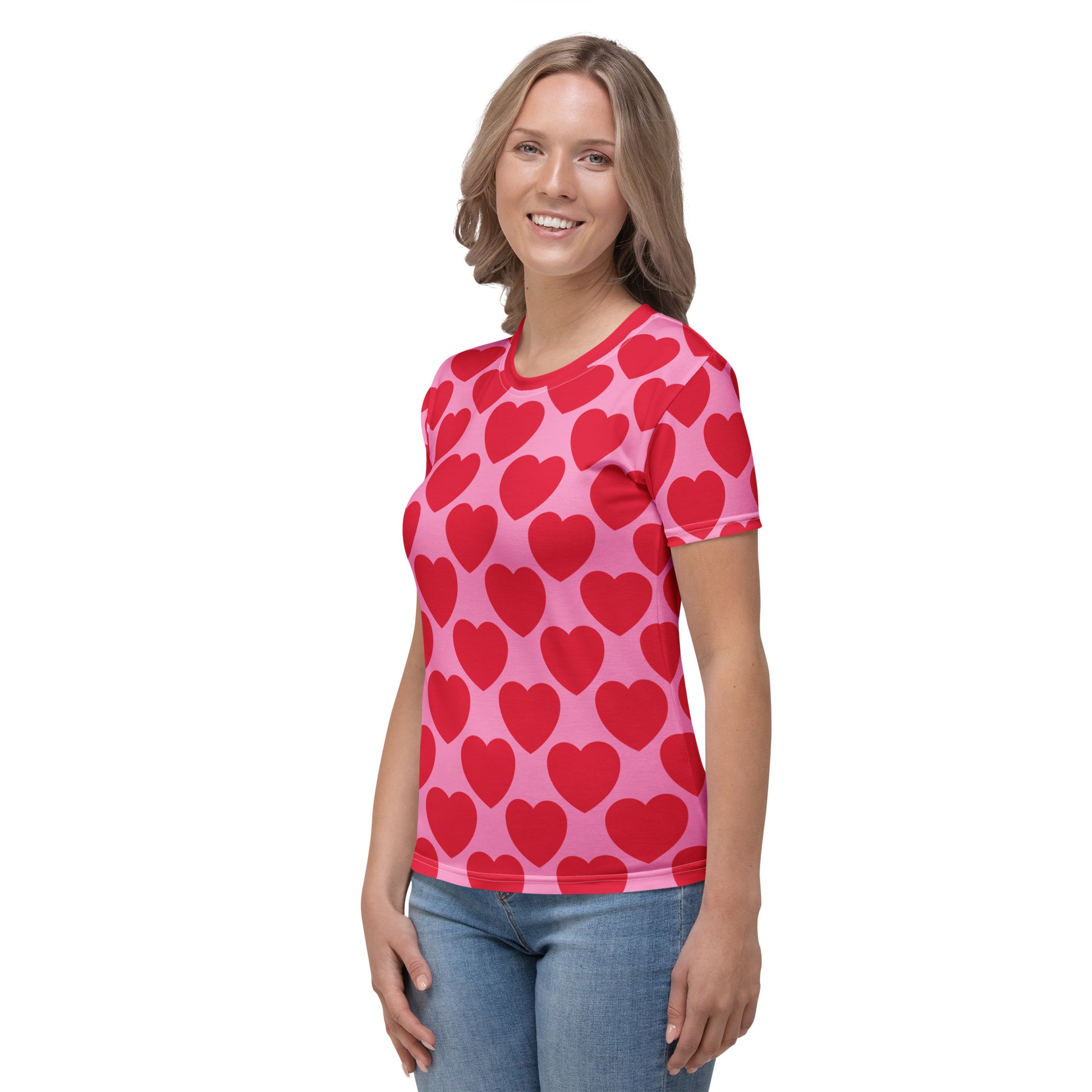 Woman's t-shirt - ELLIE LOVE red - Bold heart print