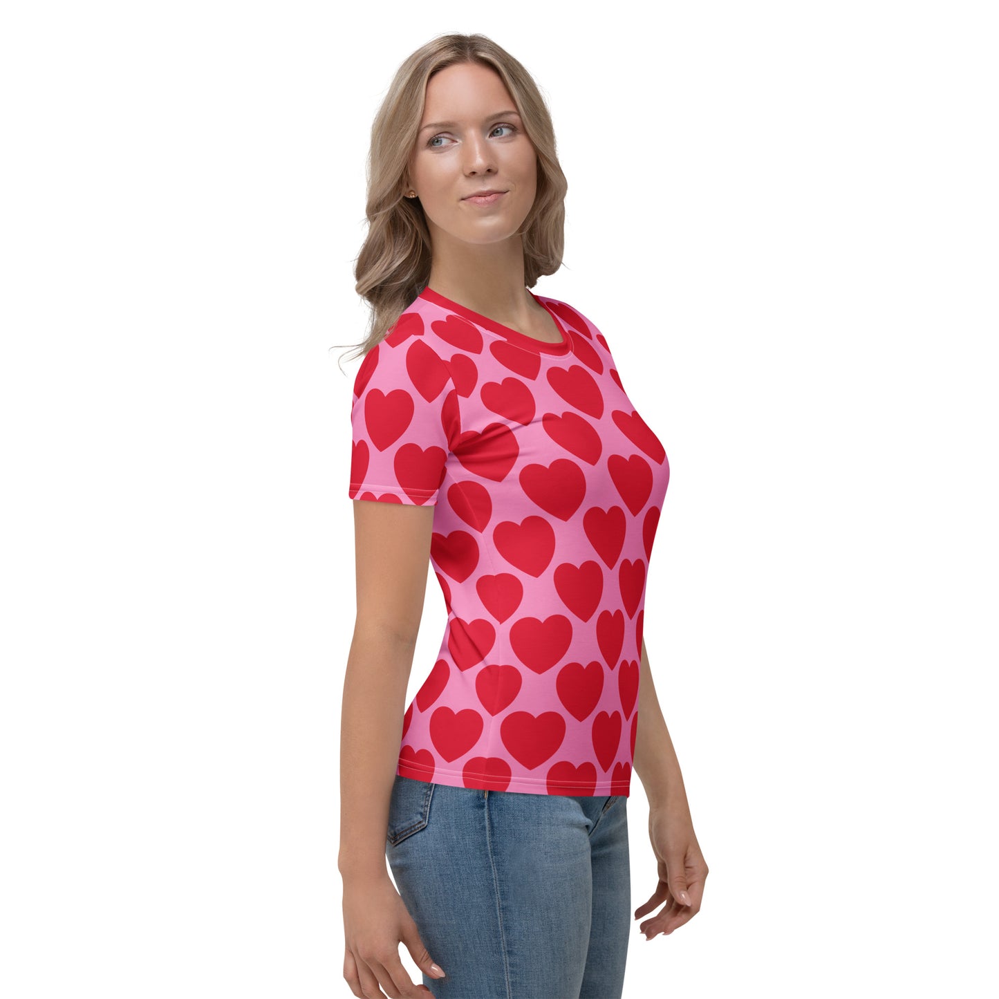 Woman's t-shirt - ELLIE LOVE red - Bold heart print