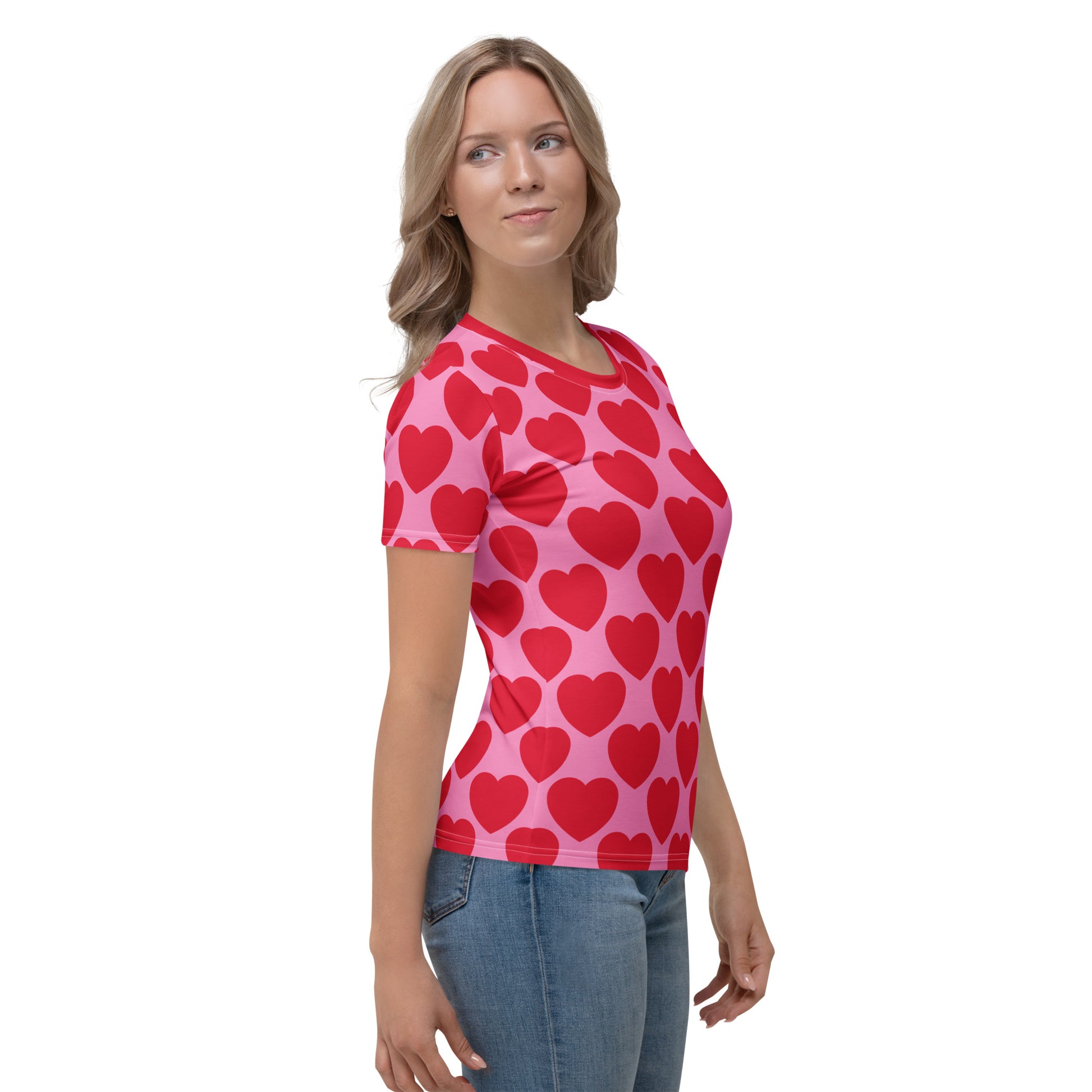Woman's t-shirt - ELLIE LOVE red - Bold heart print