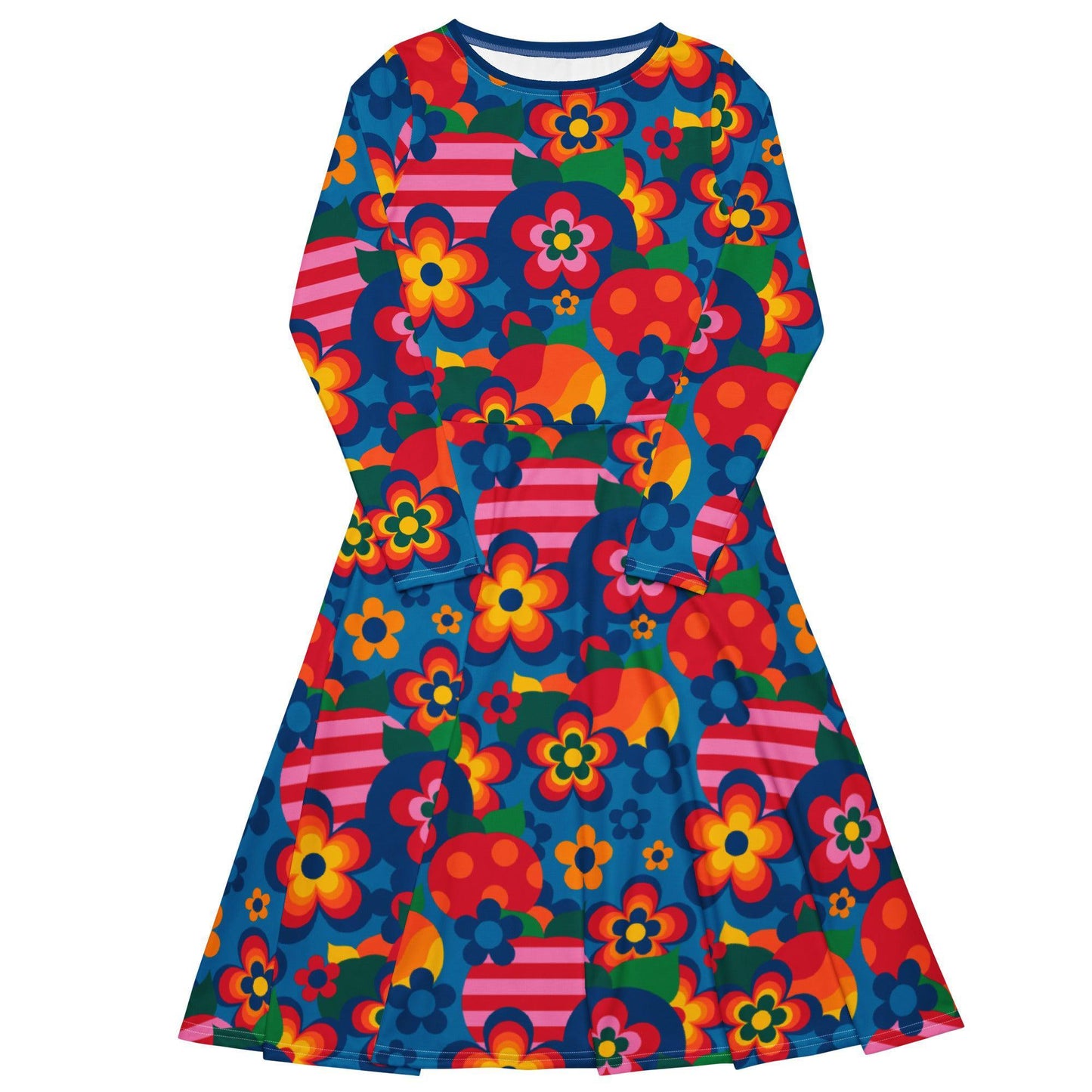 Midi dress - APPLEMANIA blue - Playful apple print 6XL