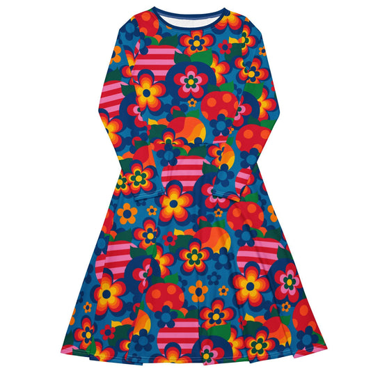 Midi dress - APPLEMANIA blue - Playful apple print 6XL