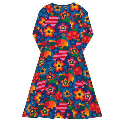 Midi dress - APPLEMANIA blue - Playful apple print