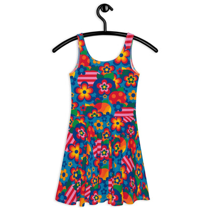 Skater dress - APPLEMANIA blue - Playful apple print