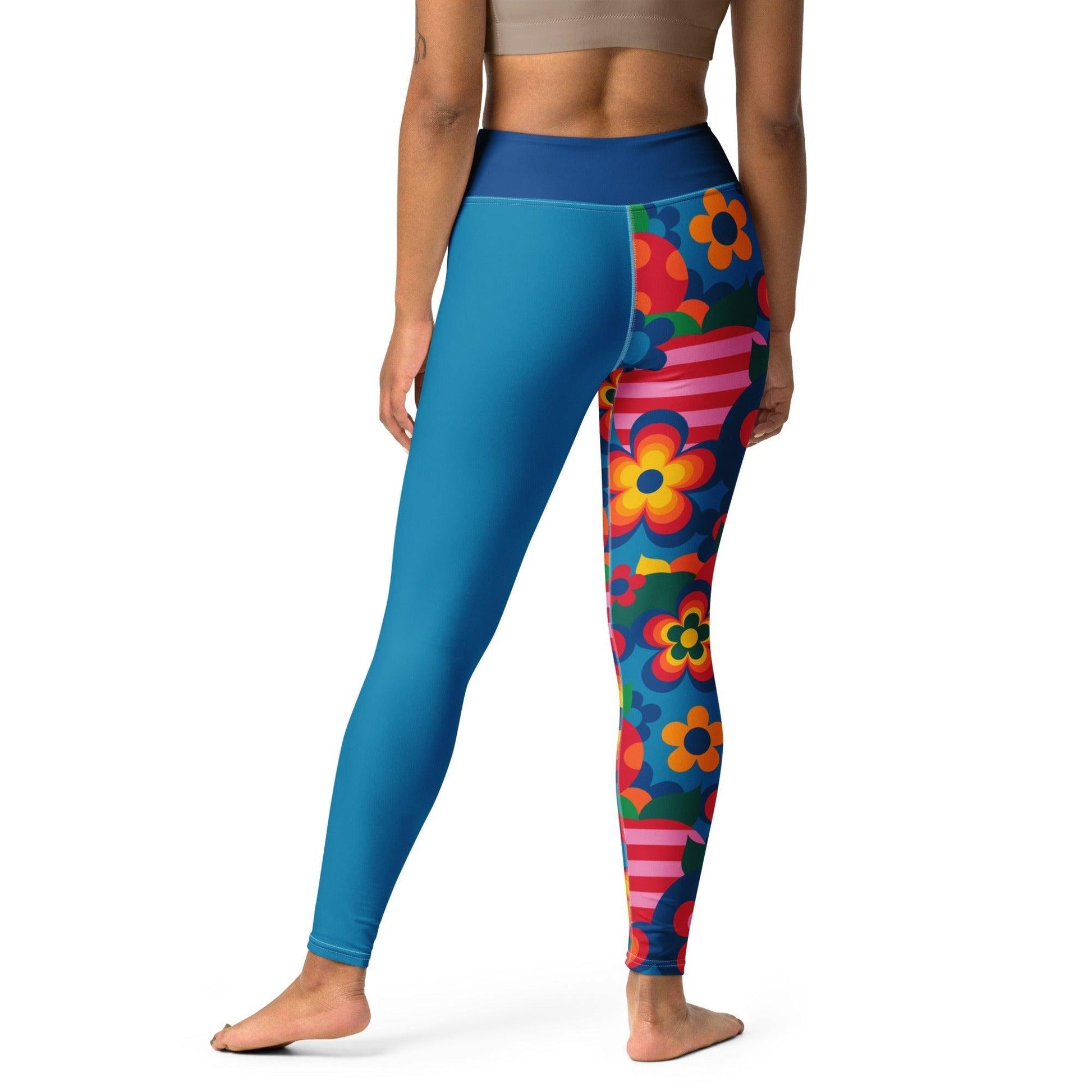 Yoga leggings - APPLEMANIA blue - Playful apple print