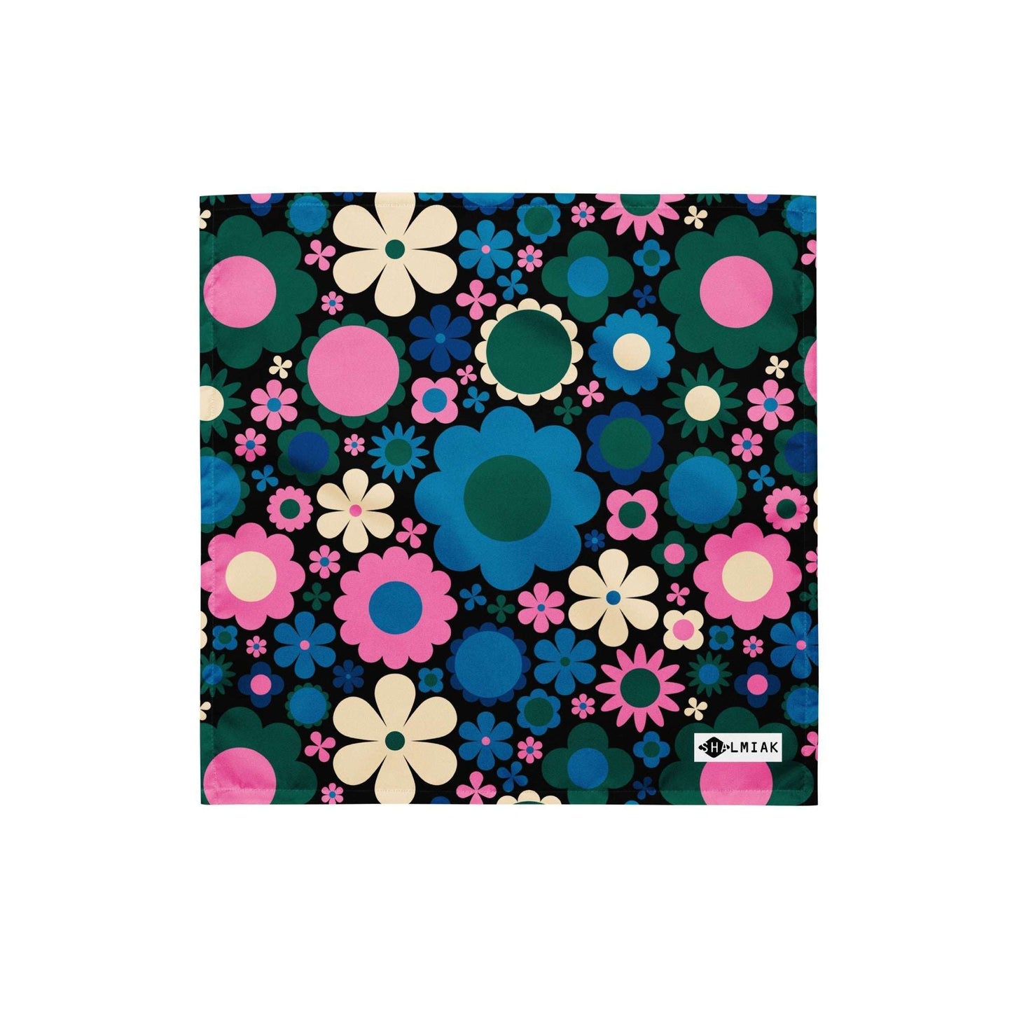 Bandana - BLOOMPOP blue pink - Colorful bloom print S