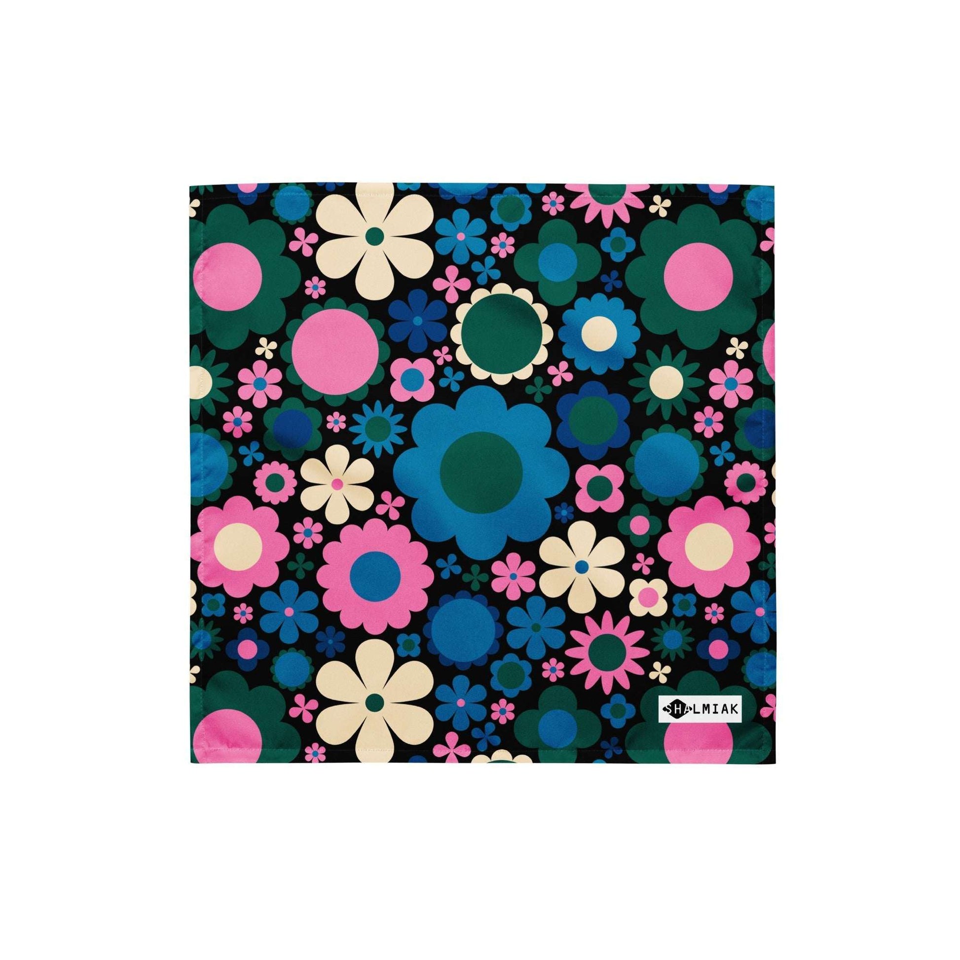 Bandana - BLOOMPOP blue pink - Colorful bloom print S