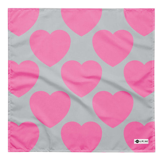 Bandana - ELLIE LOVE pink grey - Bold Heart Print
