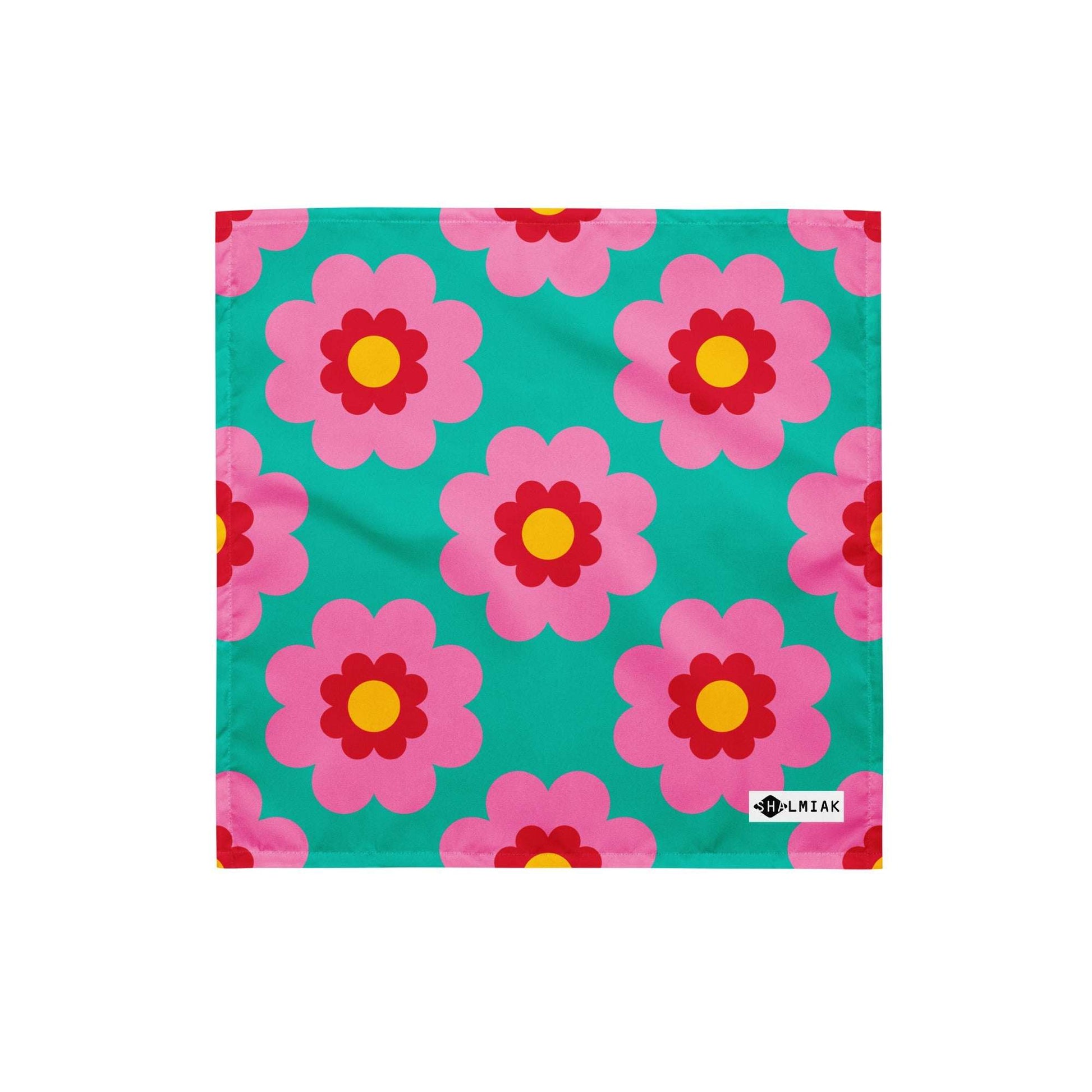Bandana - FANCY BLOOM pink mint - Pretty floral print S