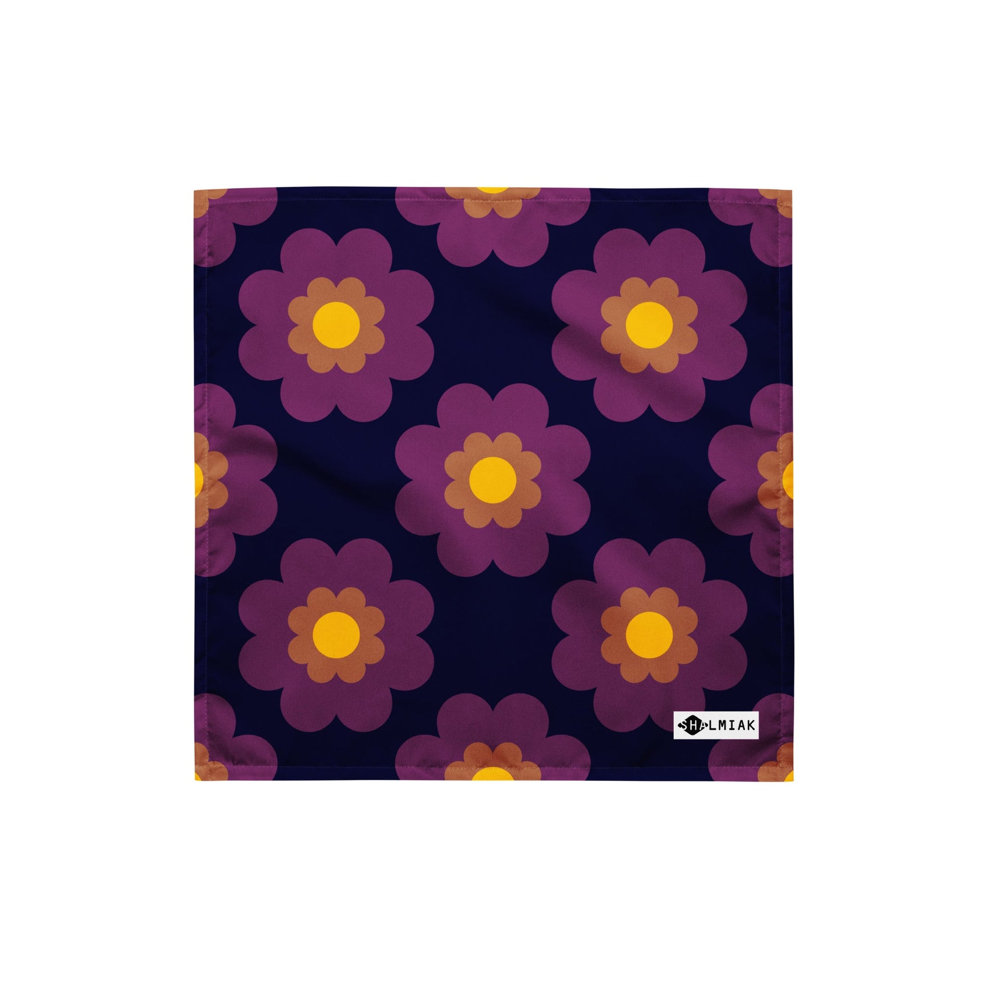 Bandana - FANCY BLOOM plum - Pretty floral print S