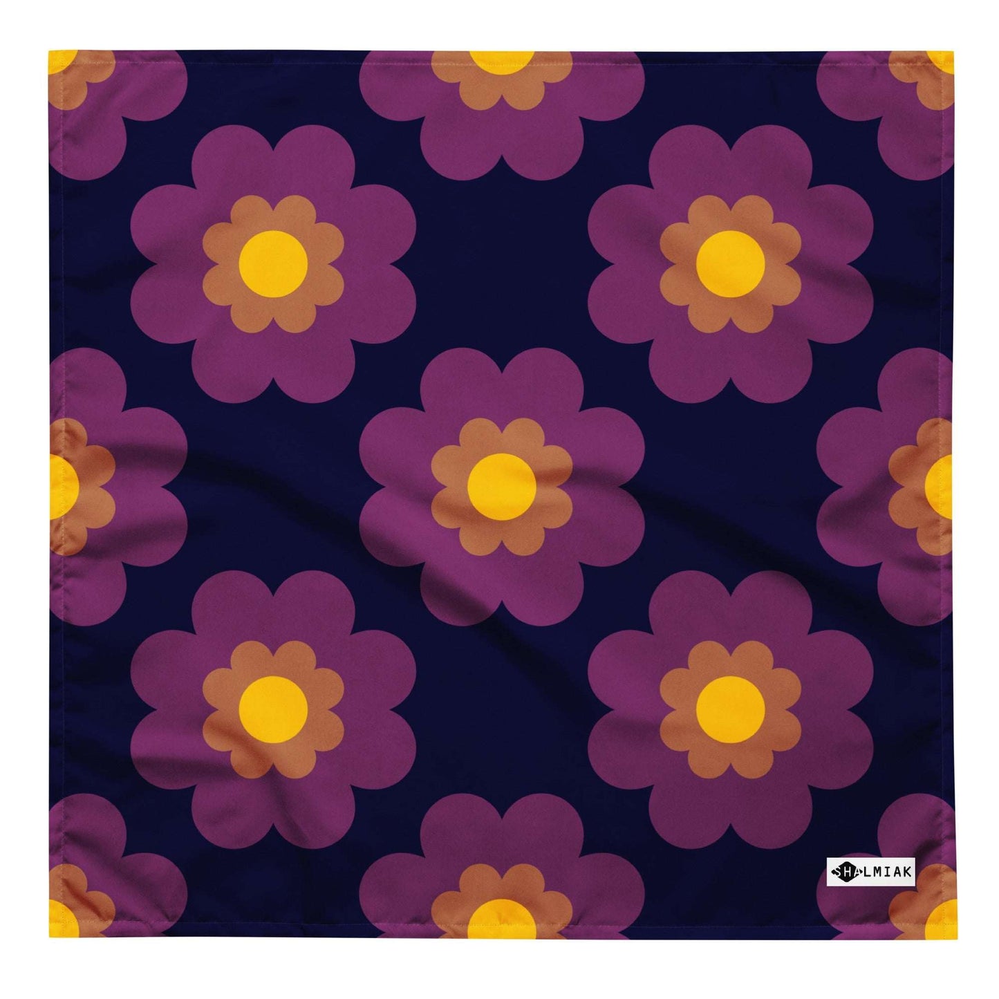 Bandana - FANCY BLOOM plum - Pretty floral print L