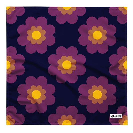 Bandana - FANCY BLOOM plum - Pretty floral print L