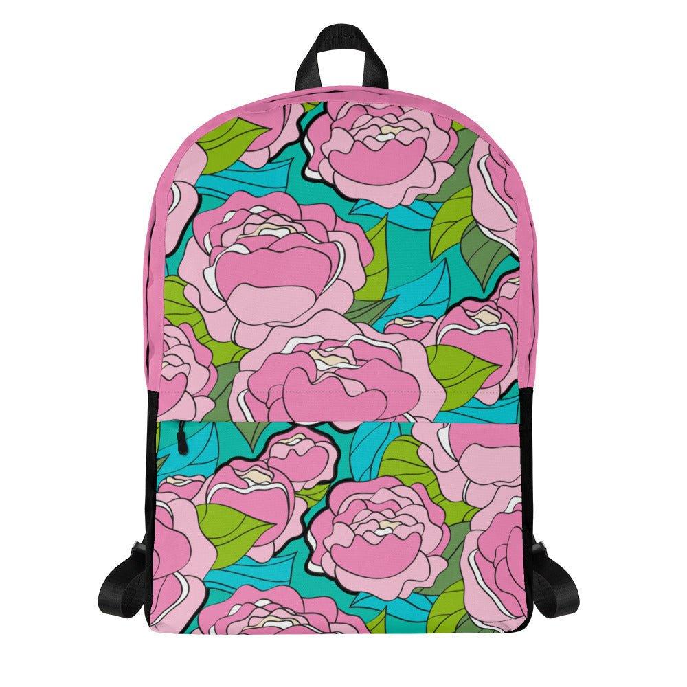 Backpack - BE MY ONLY pink turquoise - Bold pink peony print Default Title