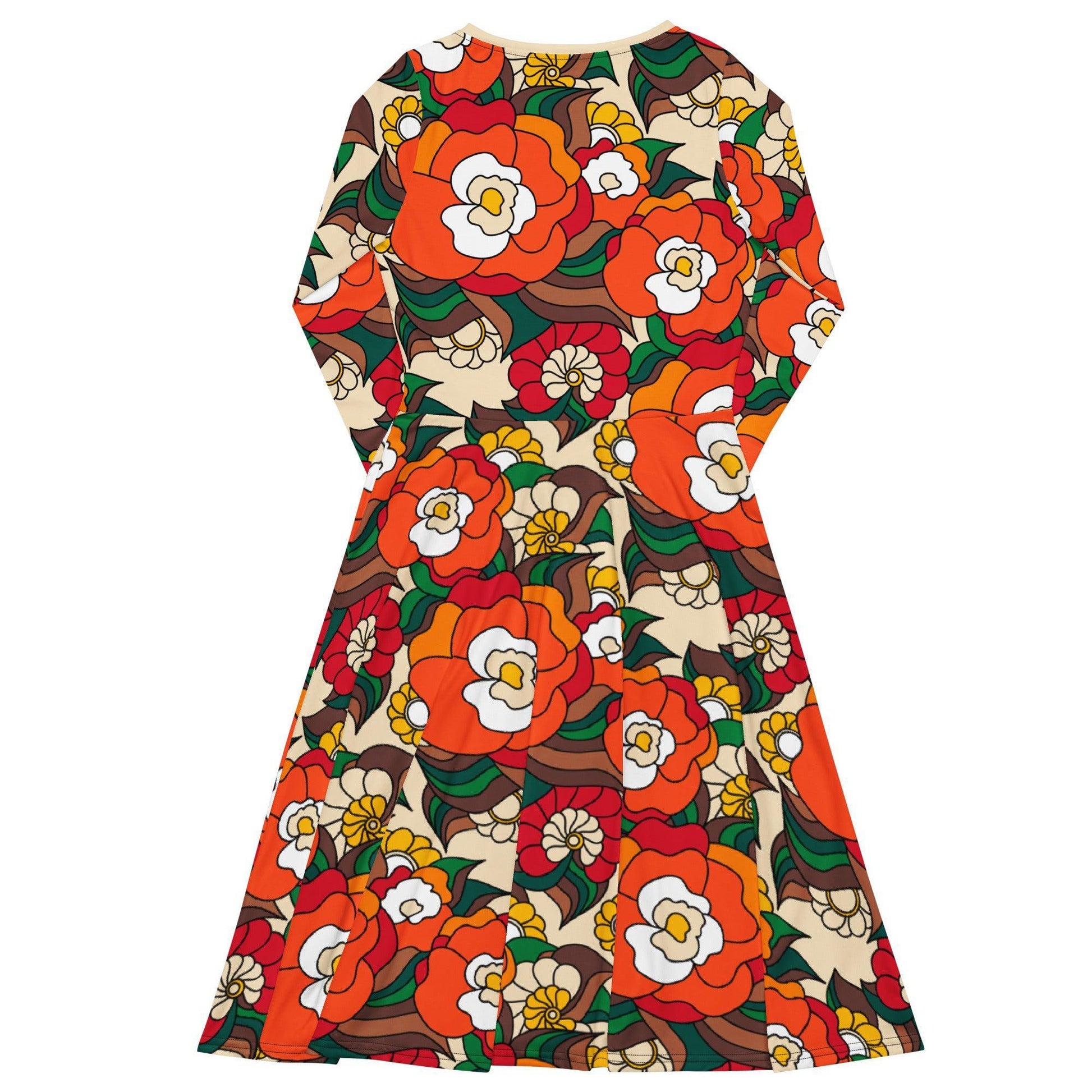 Midi dress - BELLADRAMA retro - Big bold bloom print