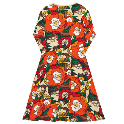 Midi dress - BELLADRAMA retro - Big bold bloom print