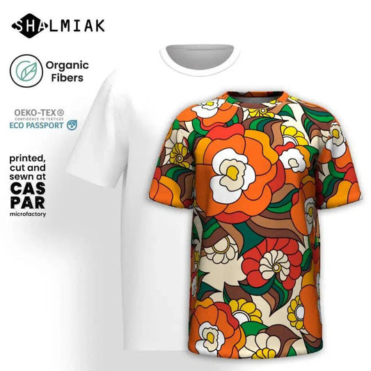 Organic cotton t-shirt - BELLADRAMA retro - Big bold bloom print