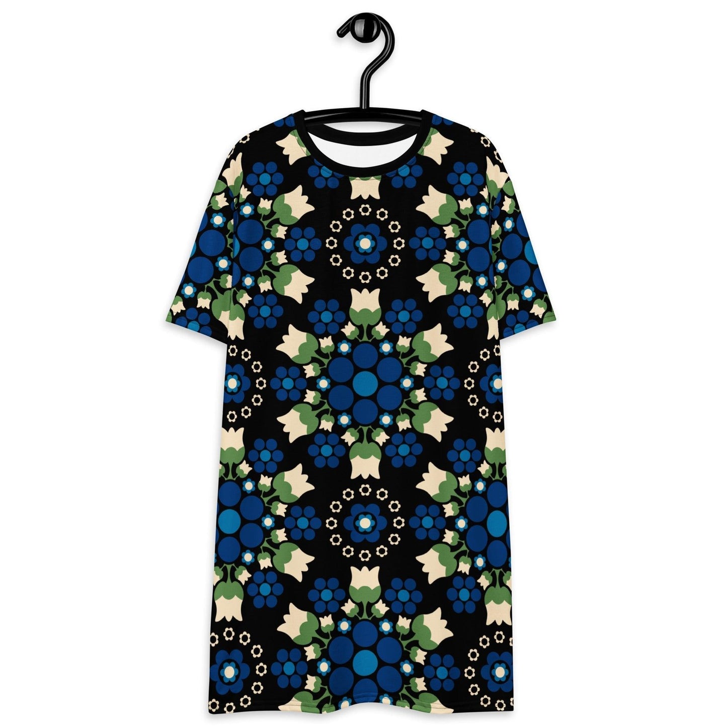 T-shirt dress - BERRY DANCE blue black - Berries and flowers print 6XL