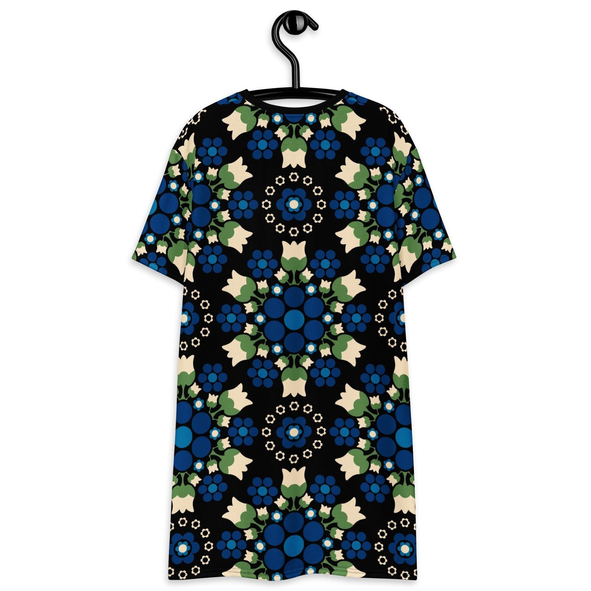 T-shirt dress - BERRY DANCE blue black - Berries and flowers print