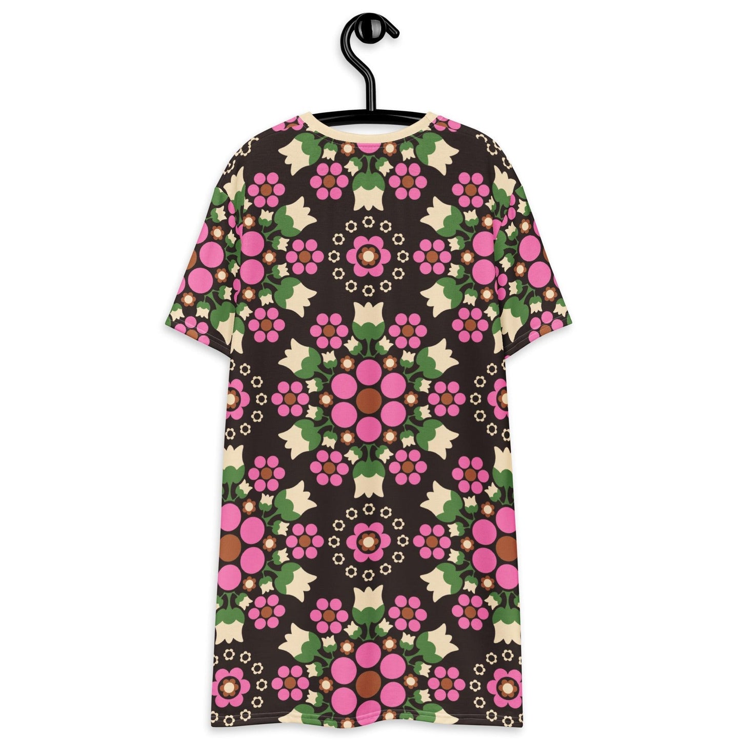 T-shirt dress - BERRY DANCE pink brown - Berries and flowers print