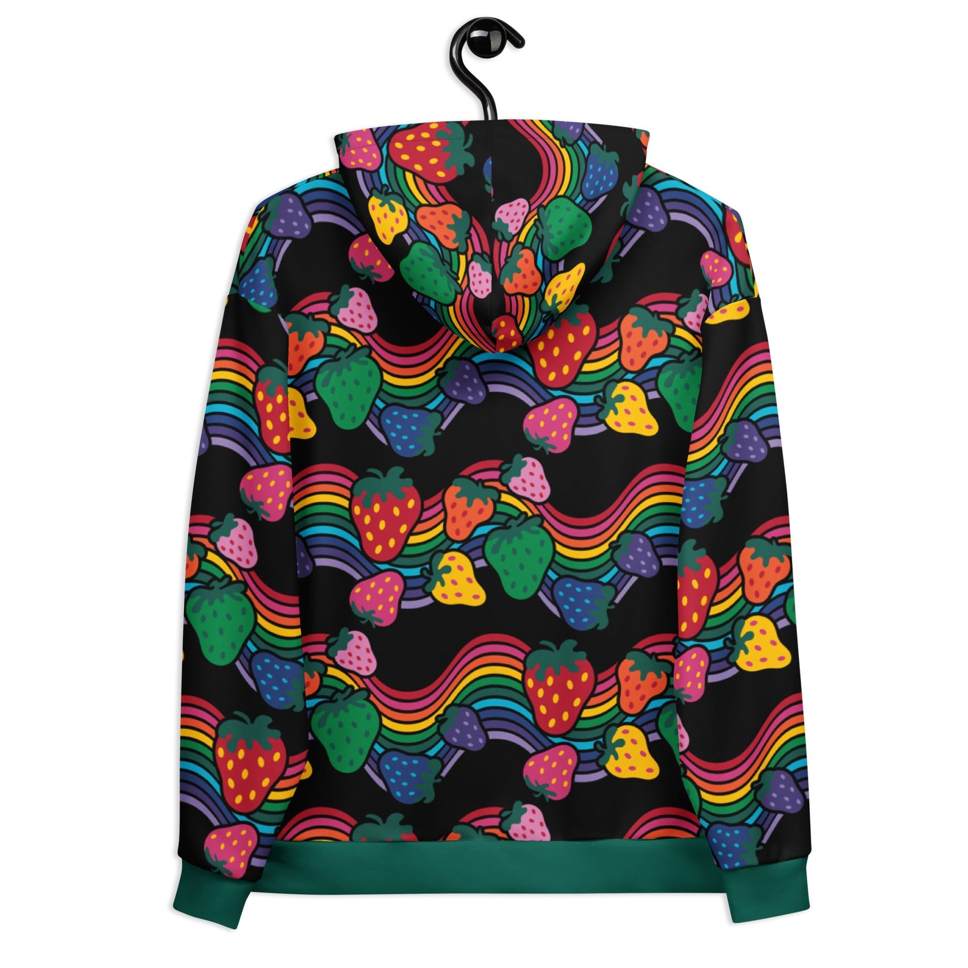 Hoodie - BERRYBOW black - Strawberry rainbow print Print