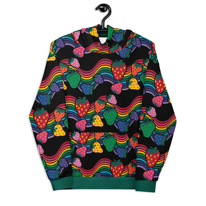 Hoodie - BERRYBOW black - Strawberry rainbow print Print 6XL