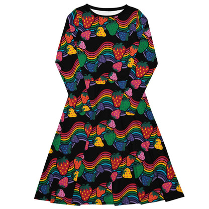 Midi dress - BERRYBOW black - Strawberry rainbow print Print 6XL
