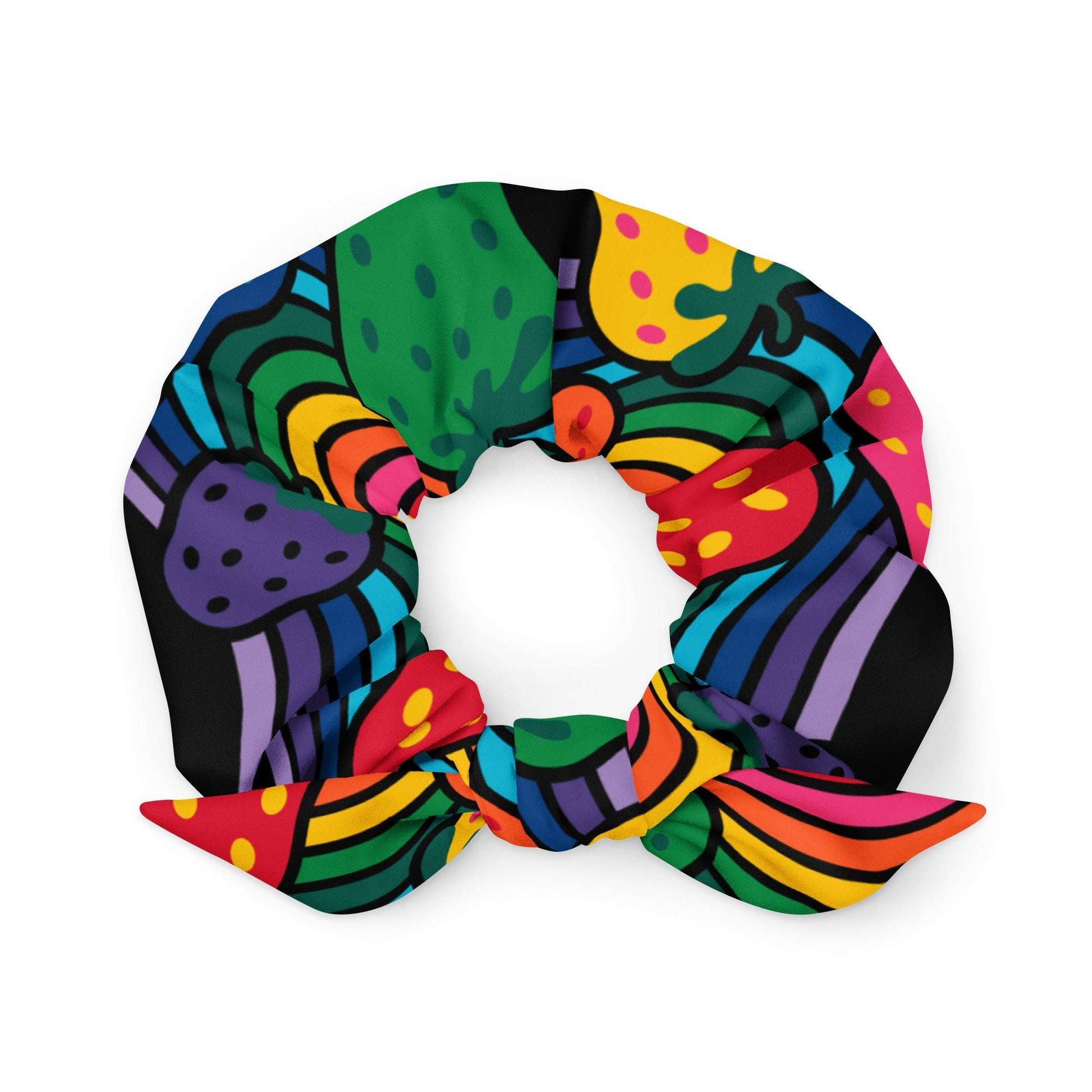 Scrunchie - BERRYBOW black - Strawberry rainbow print Print Default Title