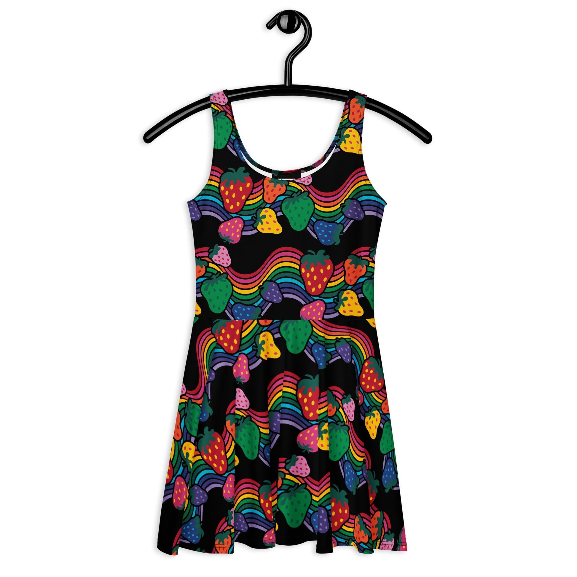 Skater dress - BERRYBOW black - Strawberry rainbow print Print 3XL