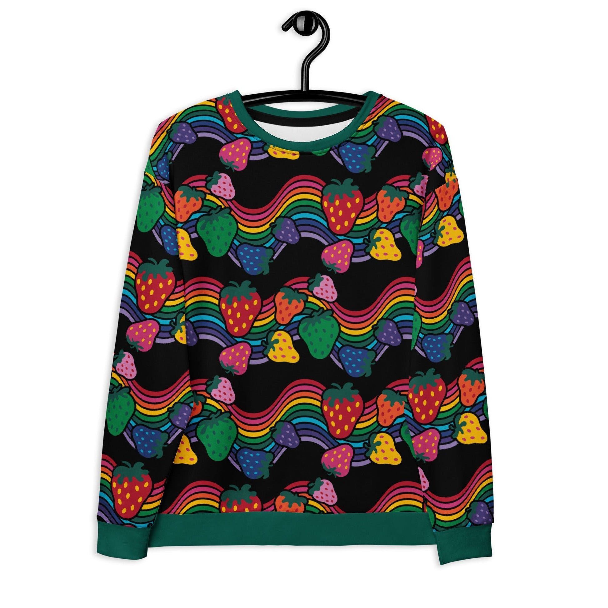 Sweatshirt - BERRYBOW black - Strawberry rainbow print Print 6XL