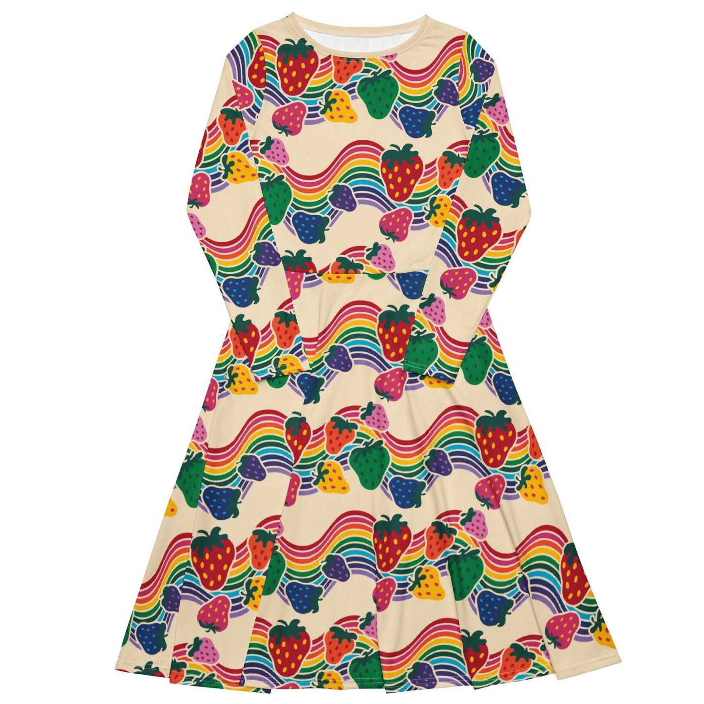 Midi dress - BERRYBOW light - Strawberry rainbow print Print 6XL